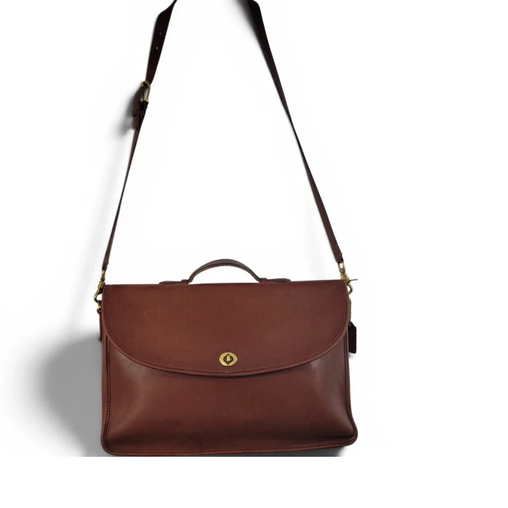 Vintage Coach Lexington Briefcase‎ 1980s-1993 Large Brown Leather Messenger Bag